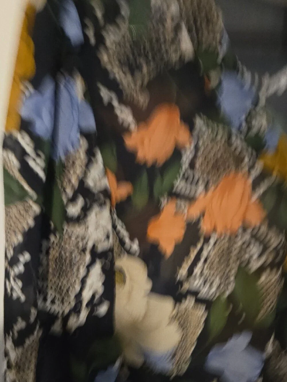 Cabi Black Floral V-Neck Blouse with Mustard & Blue Accents - Picture 4 of 11